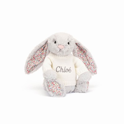Jellycat Blossom Silver Bunny with Cream Jumper UK | 02971FCQG